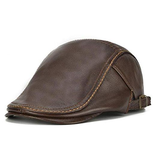 DELLA Autumn Winter Flat Caps For Men Brown Adjustable Duckbill Hats Male