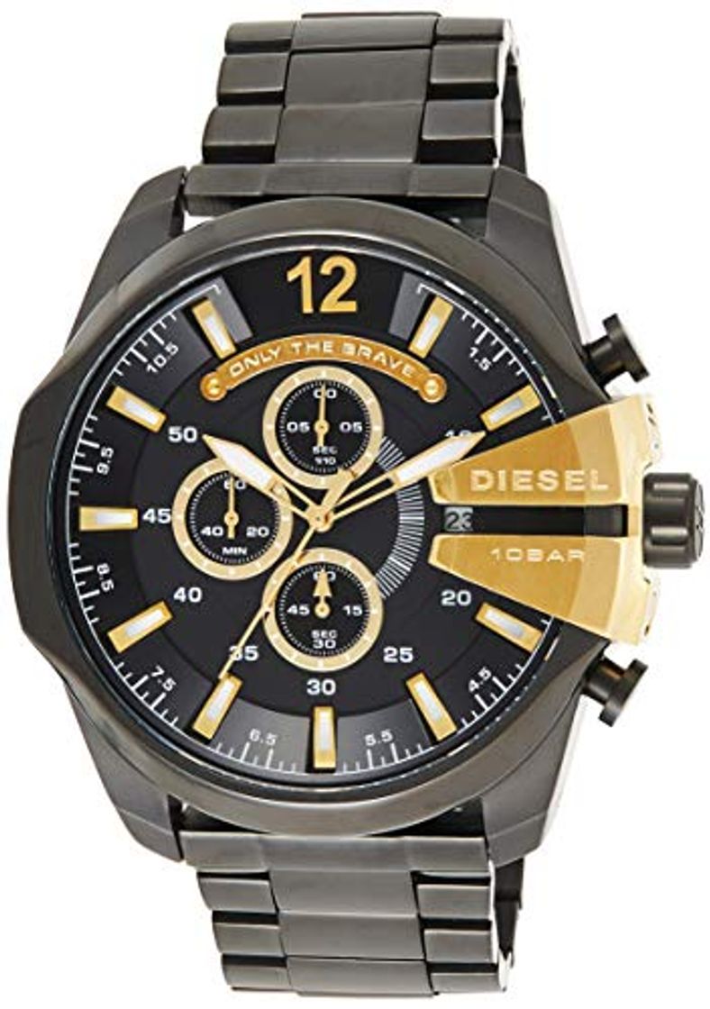 Fashion Diesel Herren-Reloj analógico de Pulsera de Cuarzo Chapado en Acero Inoxidable DZ4338