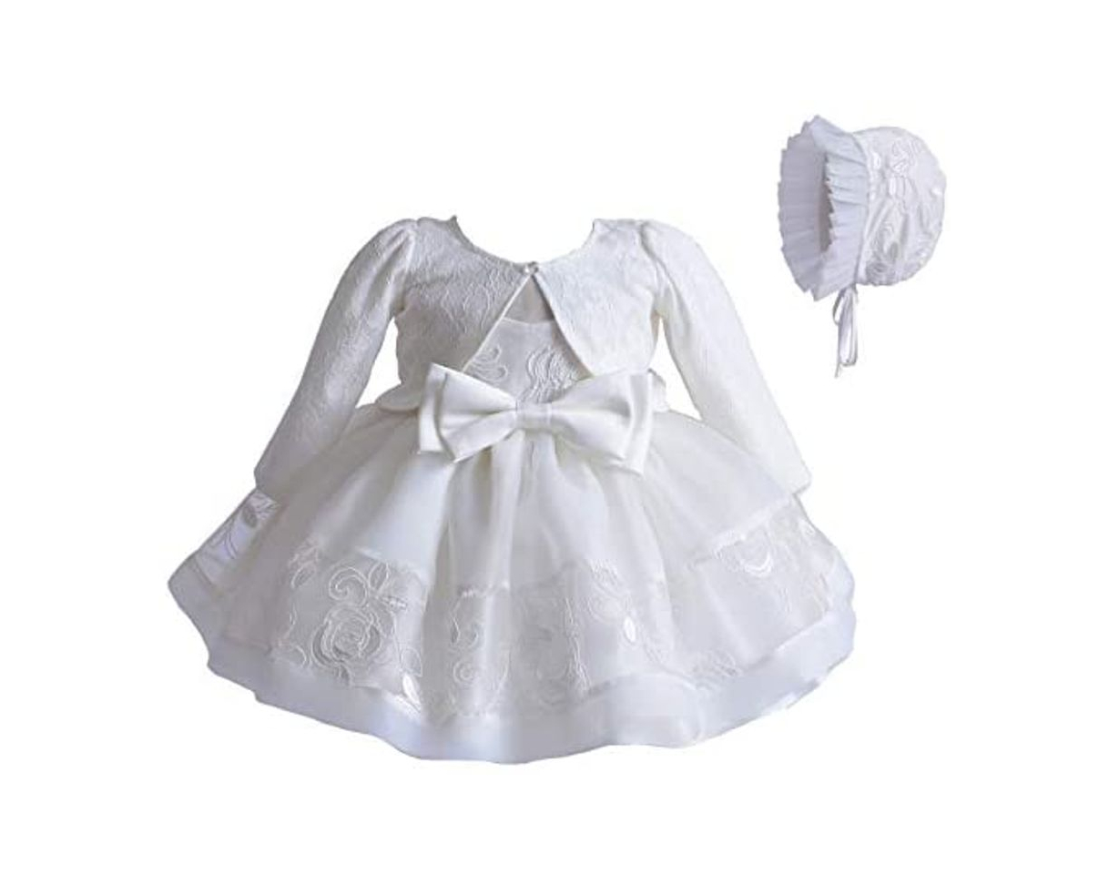 Social AHAHA 3PCS Vestidos de Bautizo de Niña 0