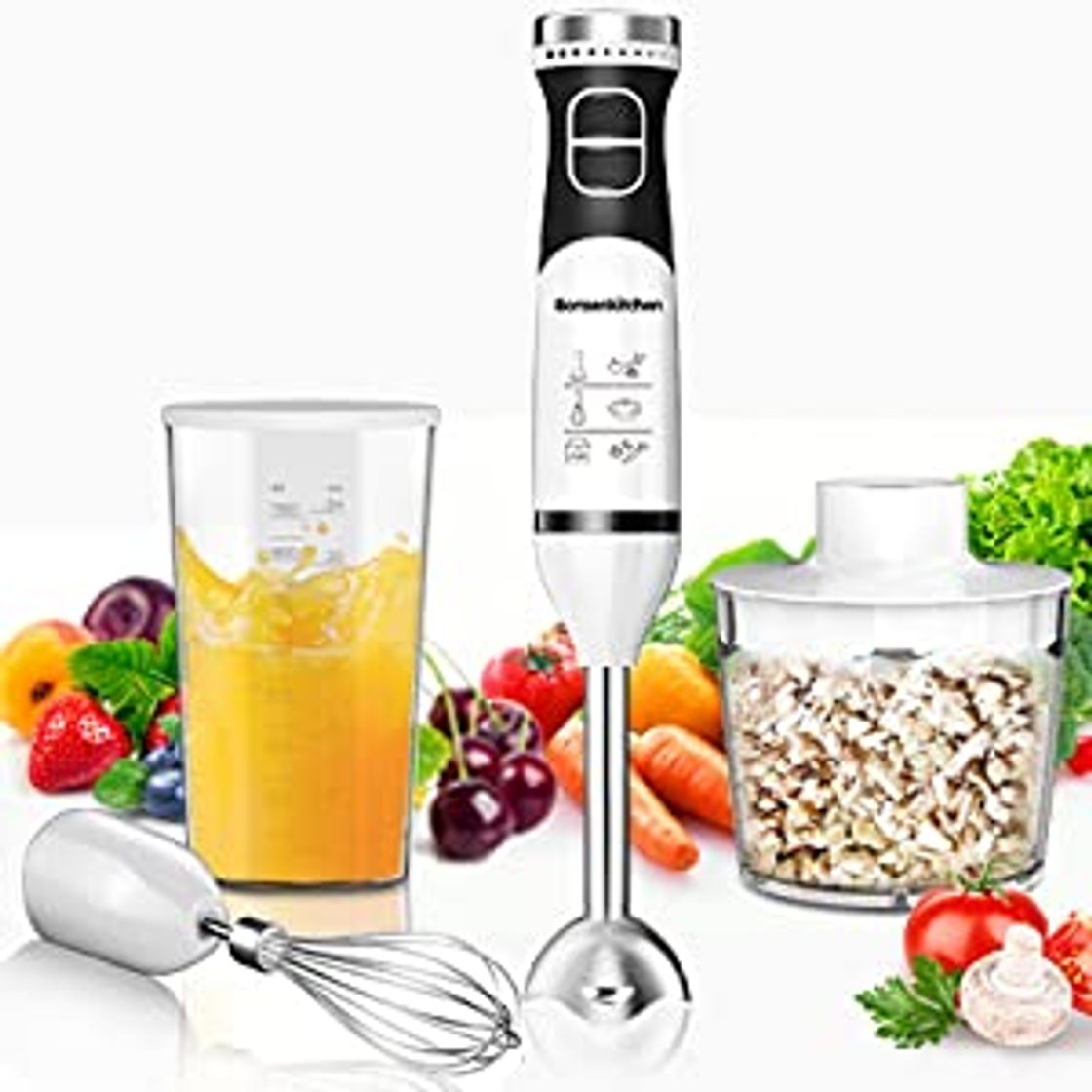 Social Bonsenkitchen Batidora de Mano, Batidora Eléctrica de Alto Rendimiento 4 en 1,