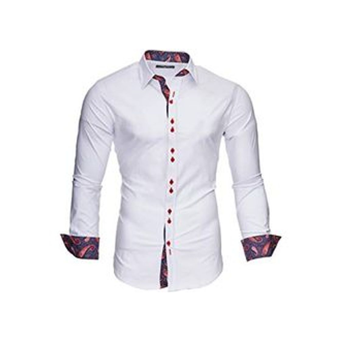 Moda Kayhan Hombre Camisa Royal Paisley White/Navy