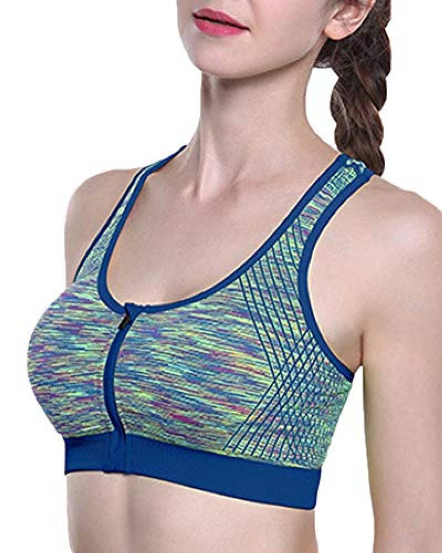 Fashion Cloud ROM Mujer Chica Sujetador Deportivo Cremallera De Apertura Frontal Sujetador De Suave Bra Todos los días Comodo Lencería Sexy Push up Ropa Interior