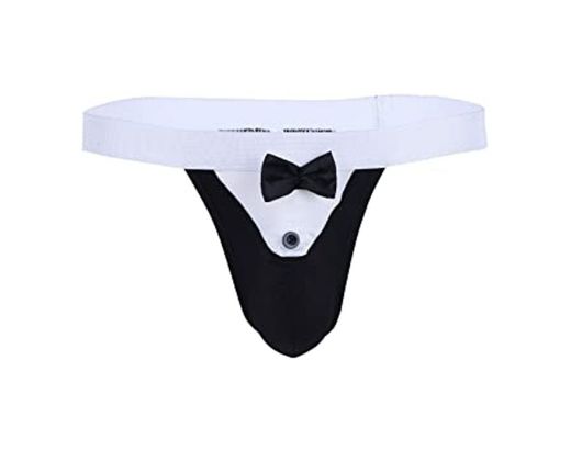 IEFIEL Lencería Hombre Sexy Tanga con Liga Slips Calzoncillos Abiertos Bóxer para Hombre Underwear Negro L