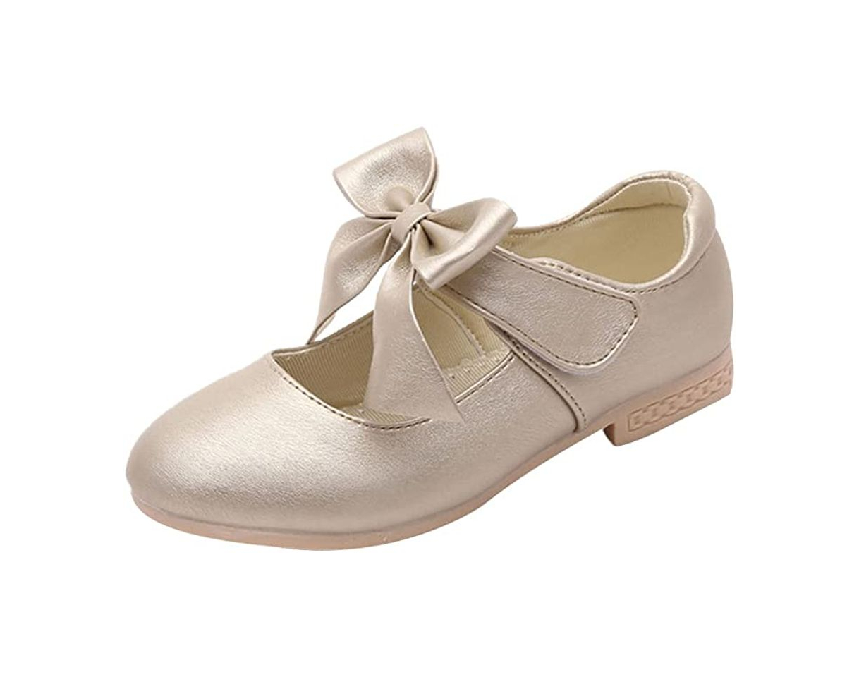 Moda La Vogue Zapatos Zapatilla con Lazo para Niña Princesa Fiesta Dorado Color Talla 36