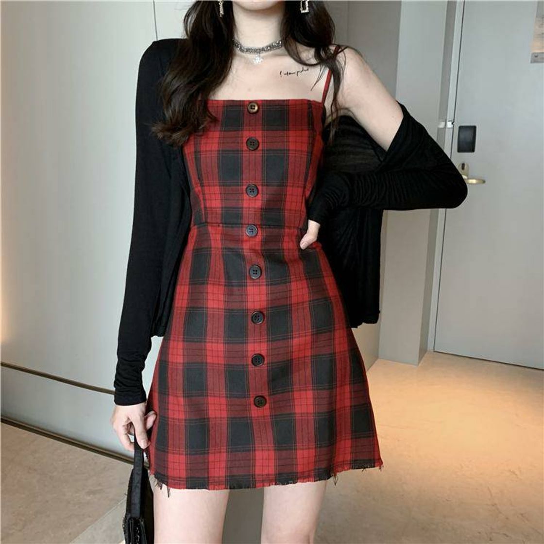 Fashion RED PLAID DRESS