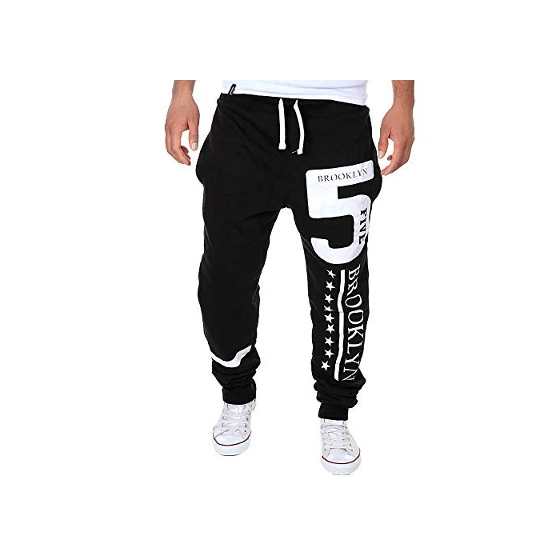 Fashion LANSKIRT_Pantalones de Chándal de Hombre con Estampado Digital y Estrella 2019