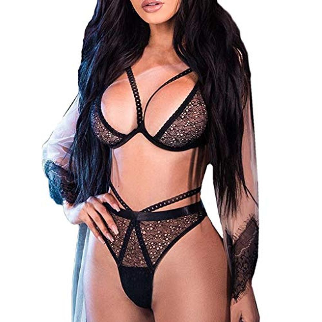 Social Luckycat Mujer Sexy Sujetador de Encaje Profundo V Bralette Ropa Interior inalámbrica Ropa Interior