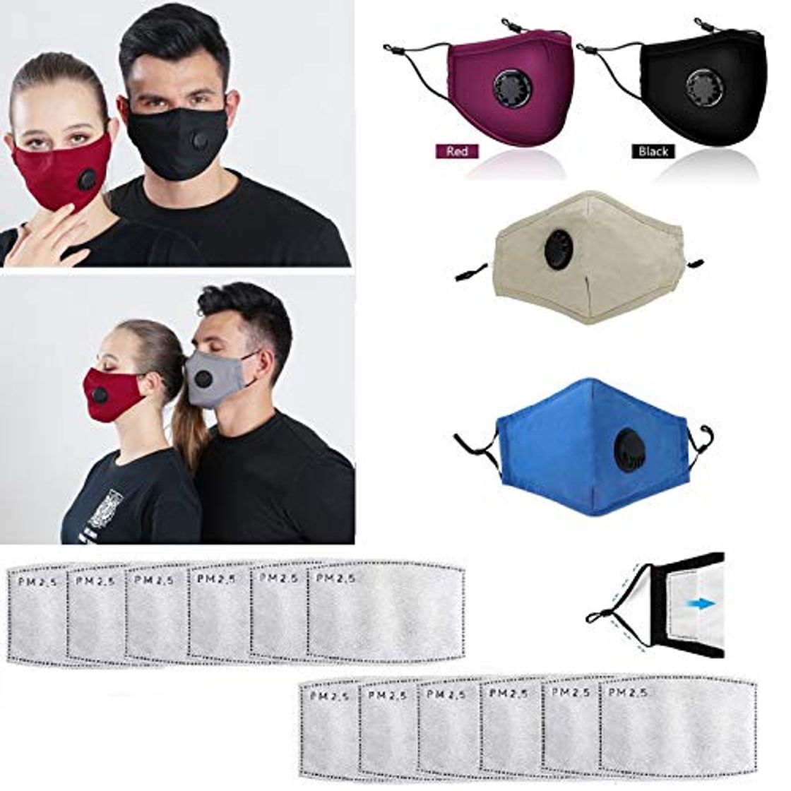 Social Freefa 4 Piezas colores Algodón Bandana Facial Lavable Reutilizable Respirable Durable con
