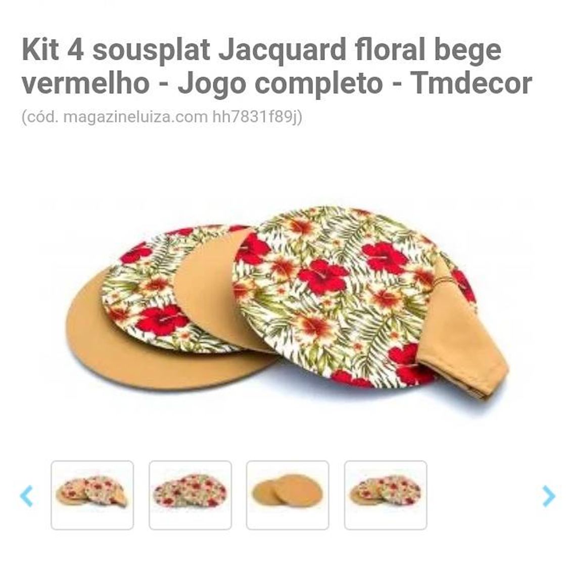 Moda Kit Mesa Posta Sousplat e Guardanapos