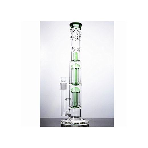 Glass Bong Doble Tree Cúpula Cafetera Pipa De Agua 18mm Bowl Waterpipe