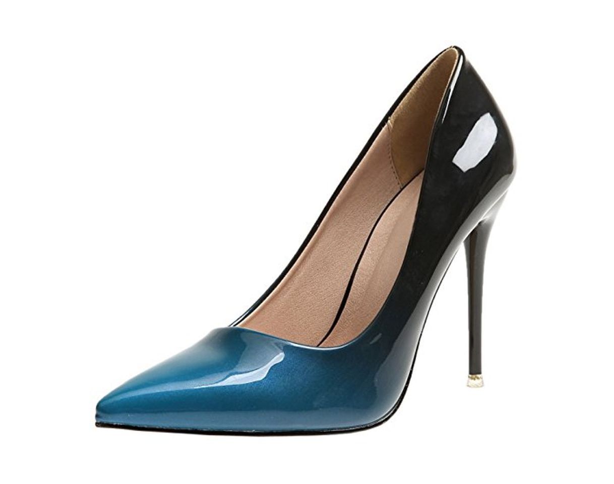 Social Mujer Tacones altos Zapatos De BIGTREE Azul Gradientes Stiletto Vestir Zapatos de tacón 38 EU