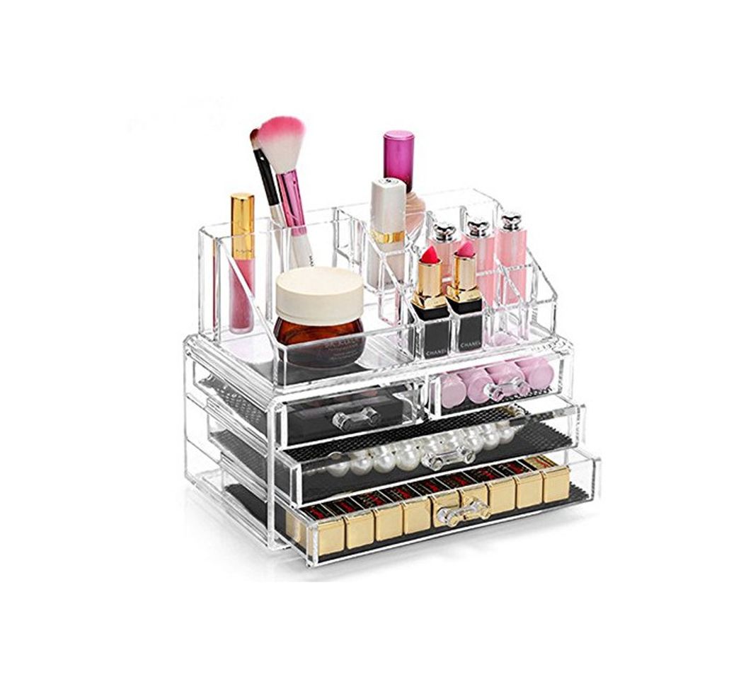 Social Display4top Caja acrílica Estante de maquillajes Maquillaje Cosméticos Joyería Organizador