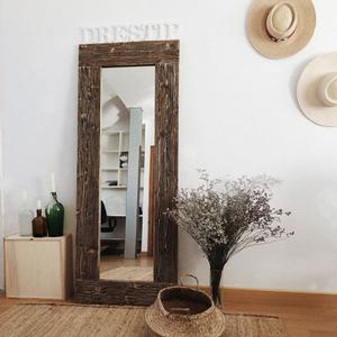 Social HANNUN Espejo Akake de Madera Maciza Artesanal Fabricado a Mano