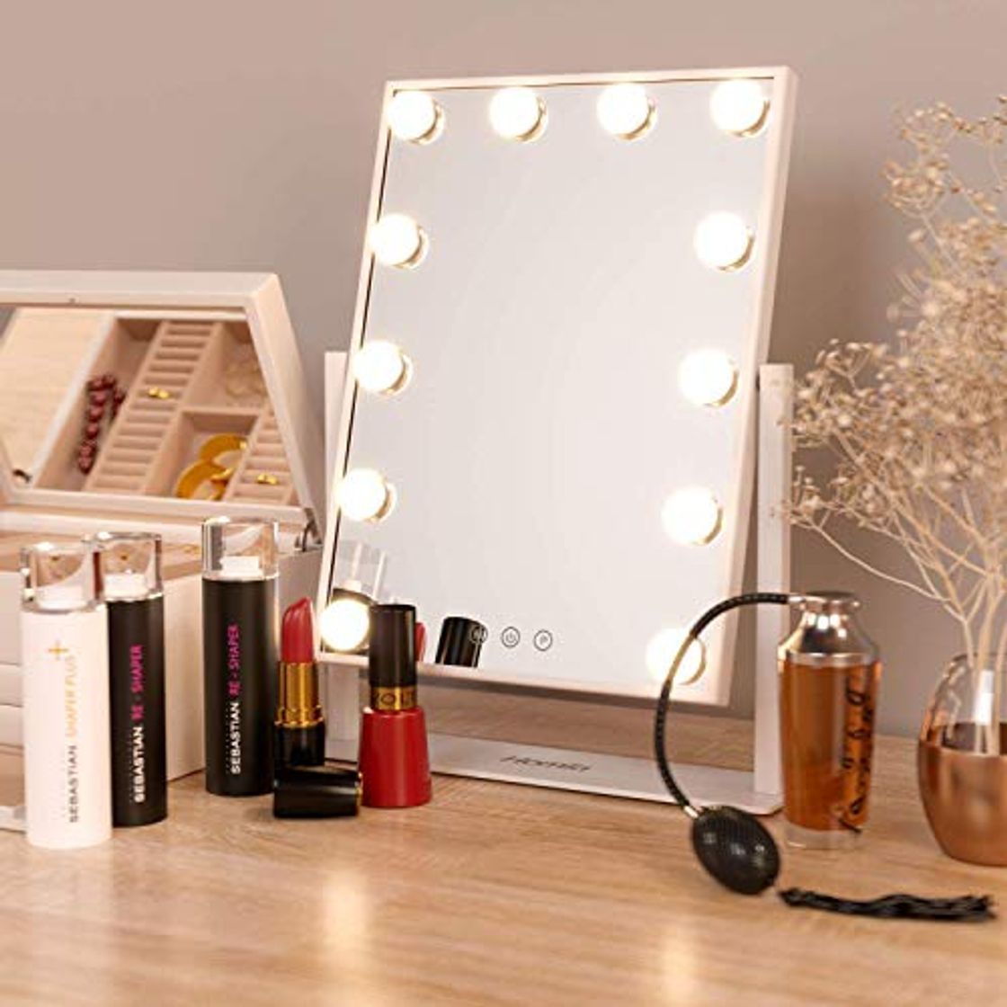 Social Homfa Hollywood Espejo de Maquillaje Espejo de Mesa 3 Modos de Bombillas