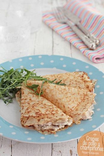 Crepes de pollo con champiñones | PequeRecetas