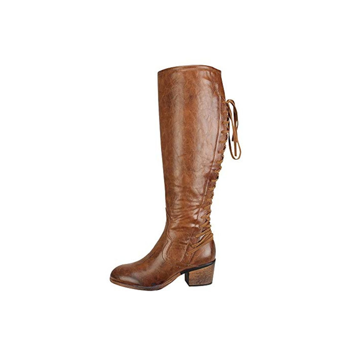 Producto ZODOF Botas Planos Alto Top de Medieval Style para Mujer Botas Altas de tacón Alto de Cuero de Moda de Mujer Botas Altas de Invierno de Rodilla