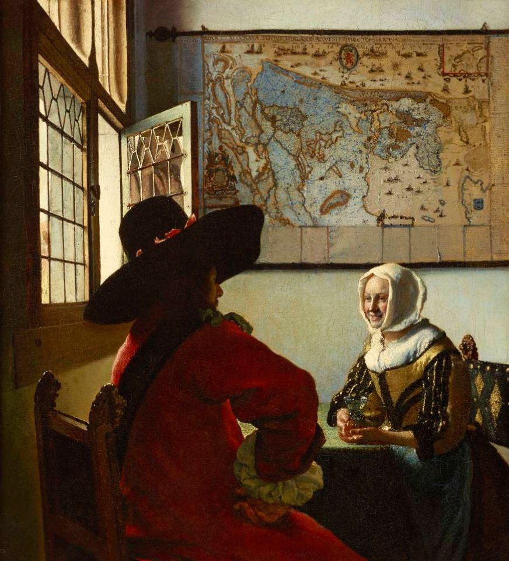 Fashion Oficial y muchacha riendo - Johannes Vermeer