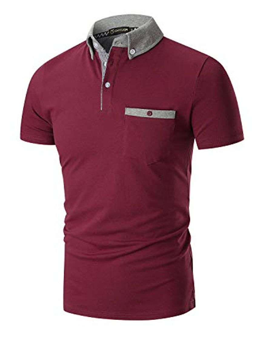 Moda YIPIN Hombre Polo de Manga Corta Color de Contraste Golf Camisa Poloshirt