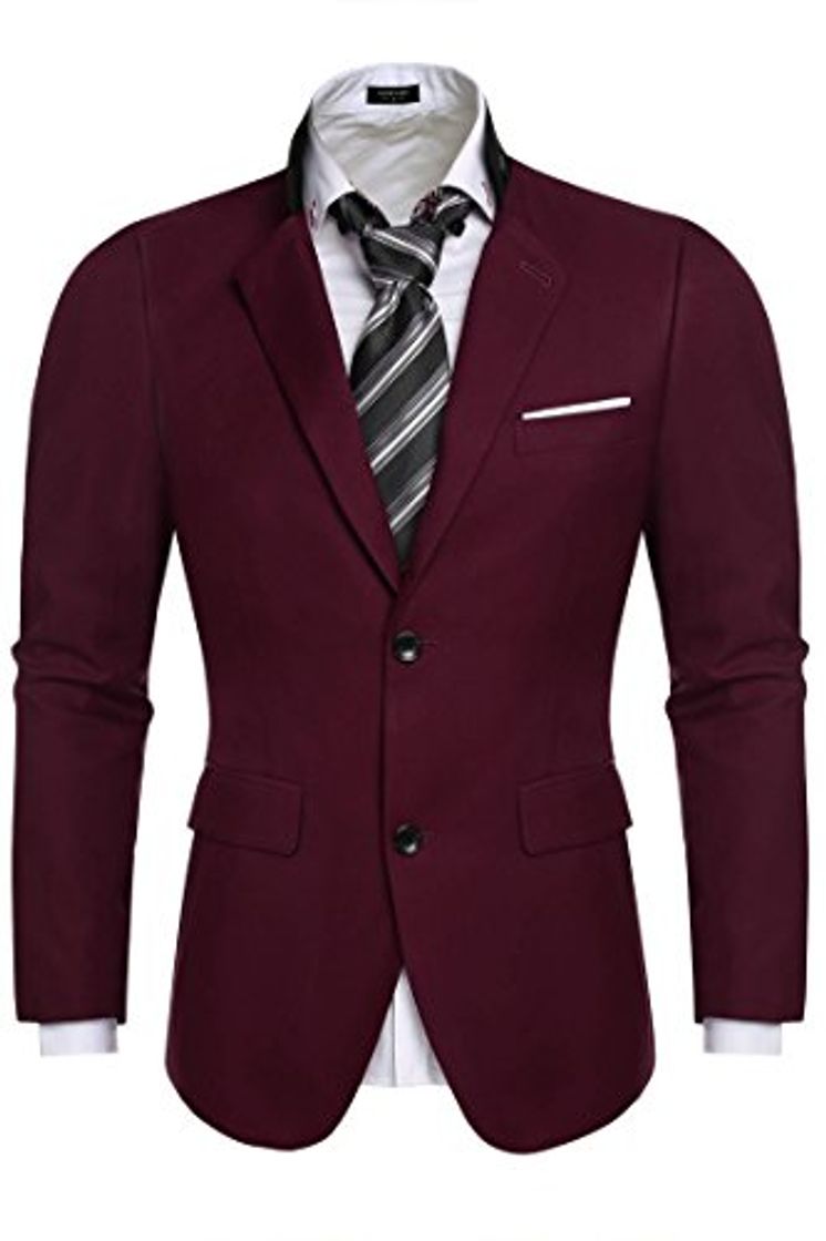 Product Coofandy Traje Hombre Rojo de Vino de 2 Capas Caballero Moderno para Oficina M