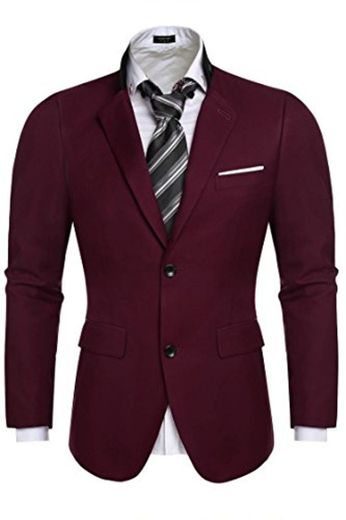 Coofandy Traje Hombre Rojo de Vino de 2 Capas Caballero Moderno para Oficina M