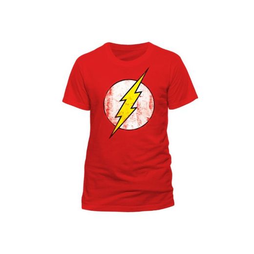 DC Comics Camiseta de Flash con cuello redondo de manga corta para
