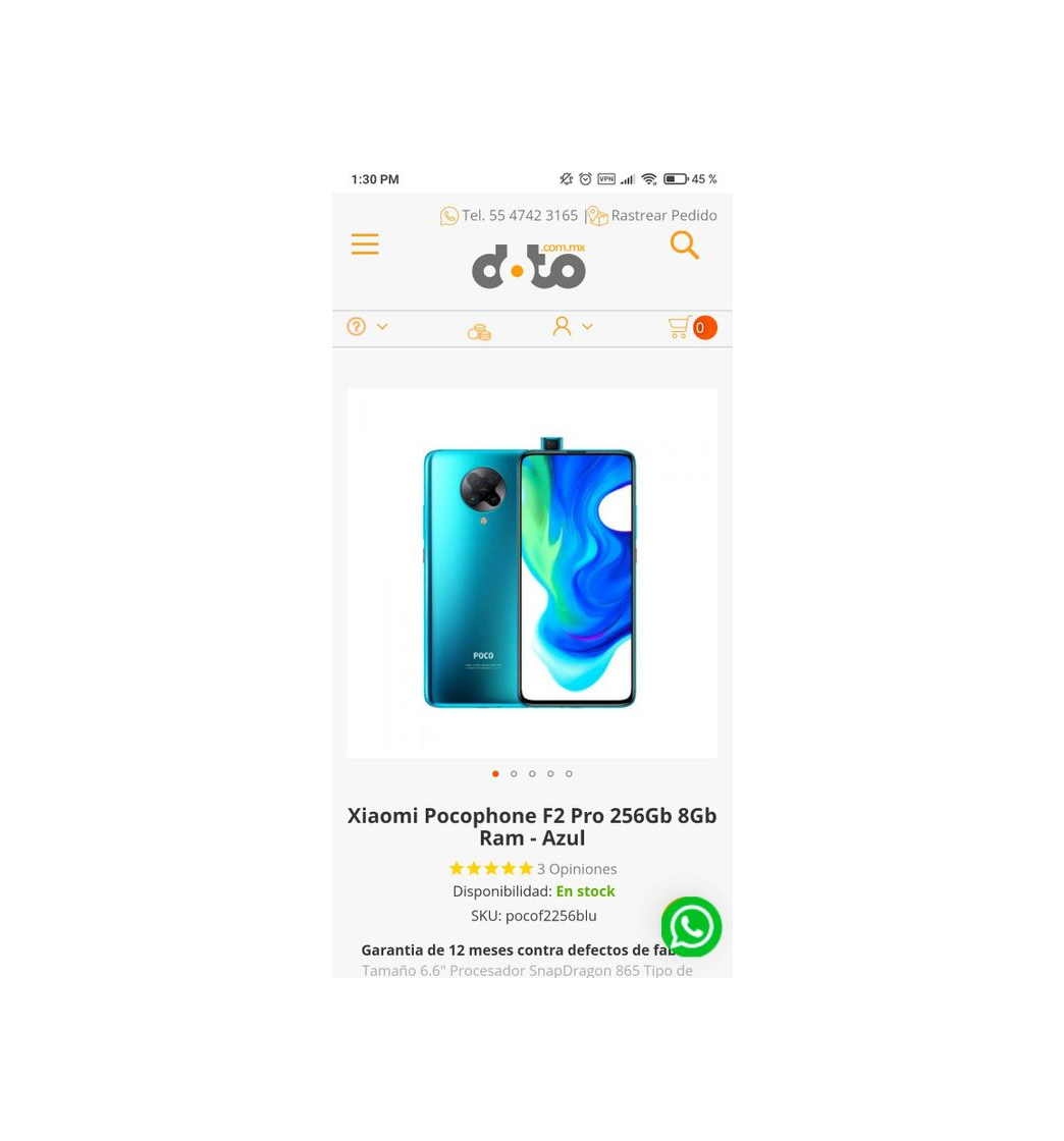 Producto Xiaomi Pocophone F2 Pro 256Gb 8Gb

