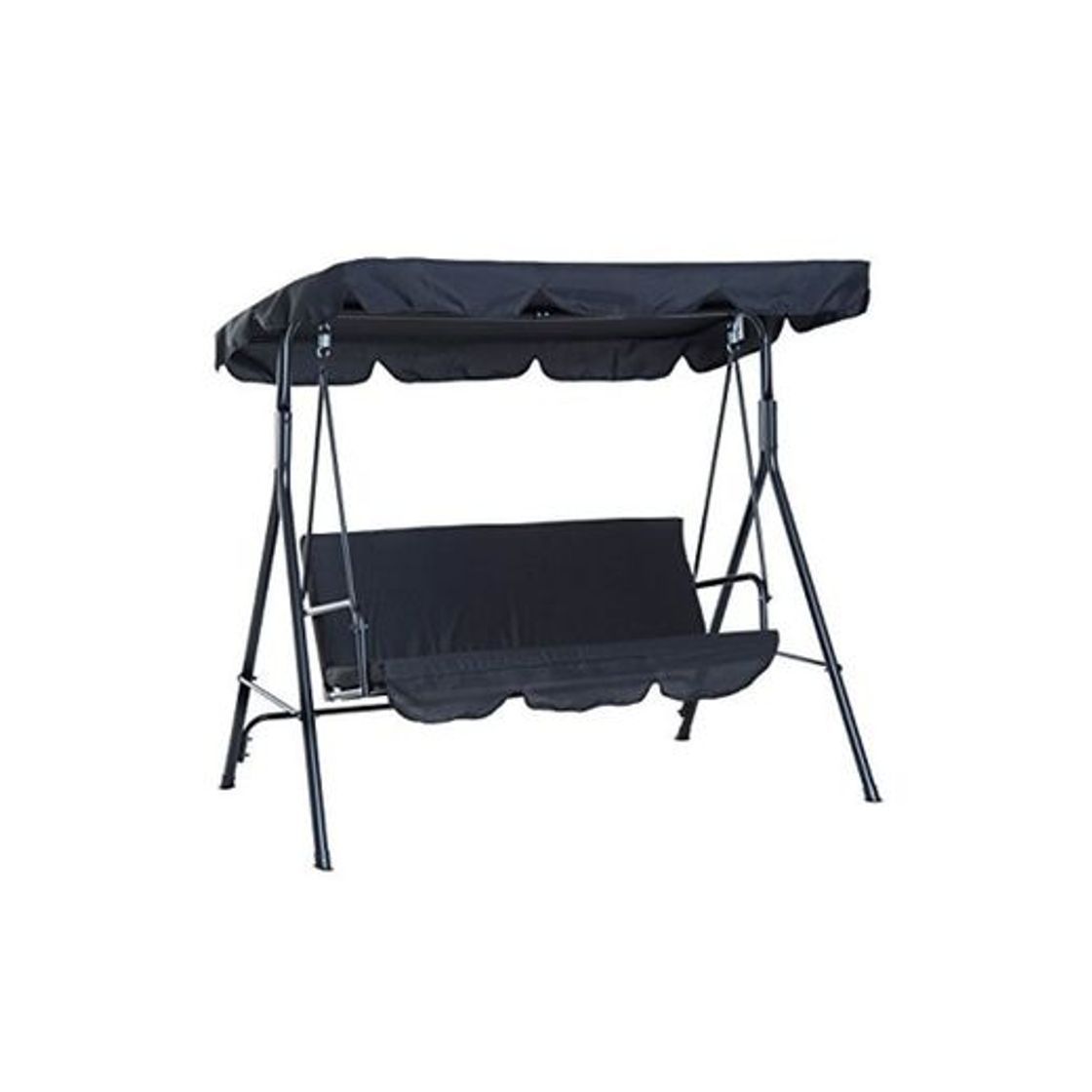 Social Columpio de Jardín de Metal con Parasol Balancín de 3 Asientos con