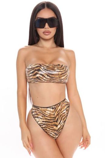 Vacation Safari Sequin 2 Piece Bikini - Brown/combo – Fashion Nova