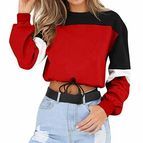 Social Overdose Sudadera para Mujer De Manga Larga Empalme Color Moda Sudadera Pullover