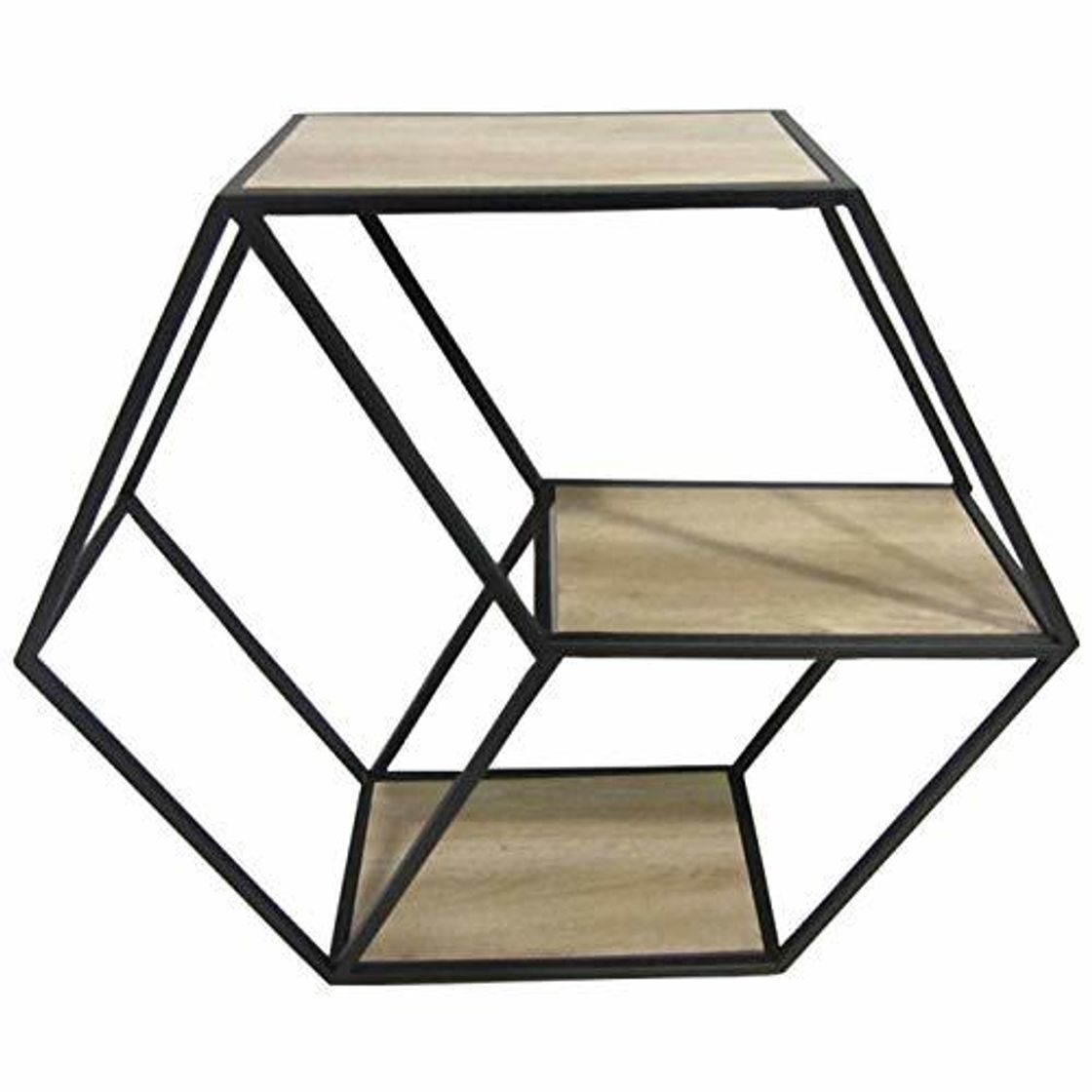 Social Rustiluz Estantería Pared Colgar exagonal forja y Madera Modelo