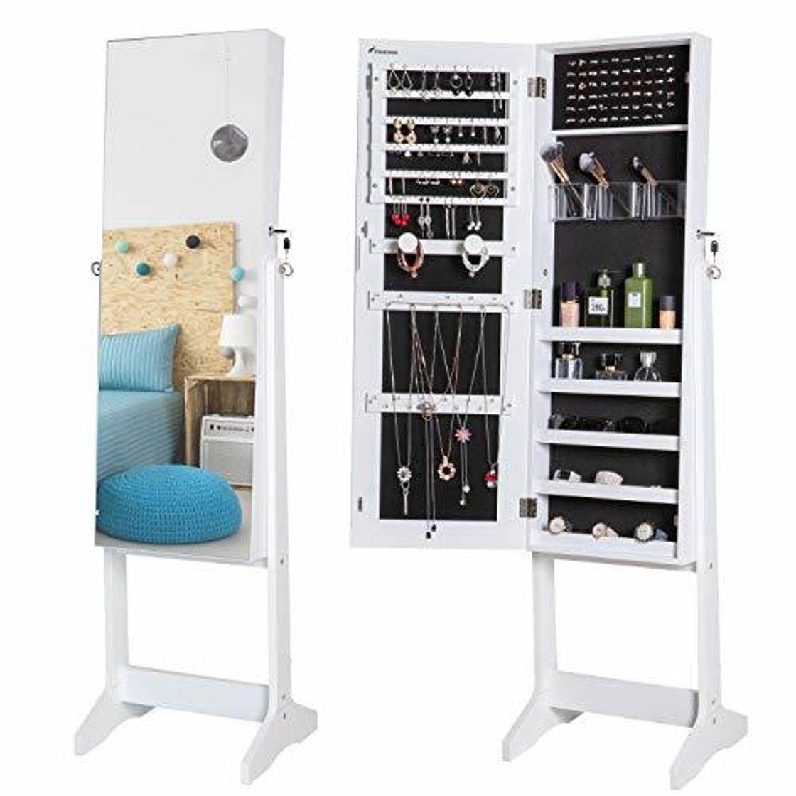 Social Nicetree Espejo joyero de Pie con Espejo para Joyas