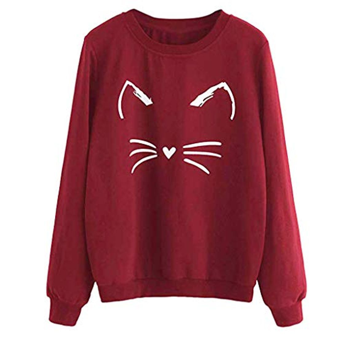 Social JUTOO Arriba Mujeres otoño e Invierno Gato Weater Cuello Redondo Manga Larga