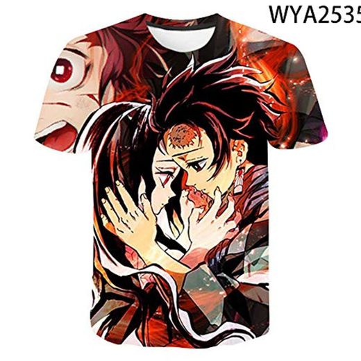 Light Camisa 3DT Unisex Estampado Anime Manga Corta para Niños Kimets-u No