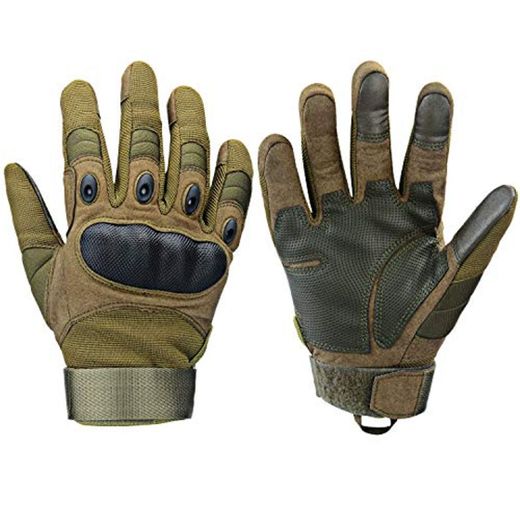 Xnuoyo Goma nudillo Duro Dedo Completo y Medio Dedo Guantes Guantes Protectores Guantes de Pantalla táctil para Motocicleta Ciclismo Caza Escalada Acampar Ejercito Verde M