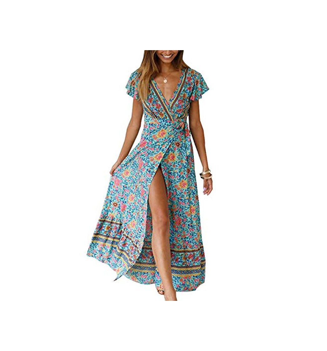 Social Abravo Mujer Vestido Bohemio Corto Florales Nacional Verano Vestido Casual Magas Cortas