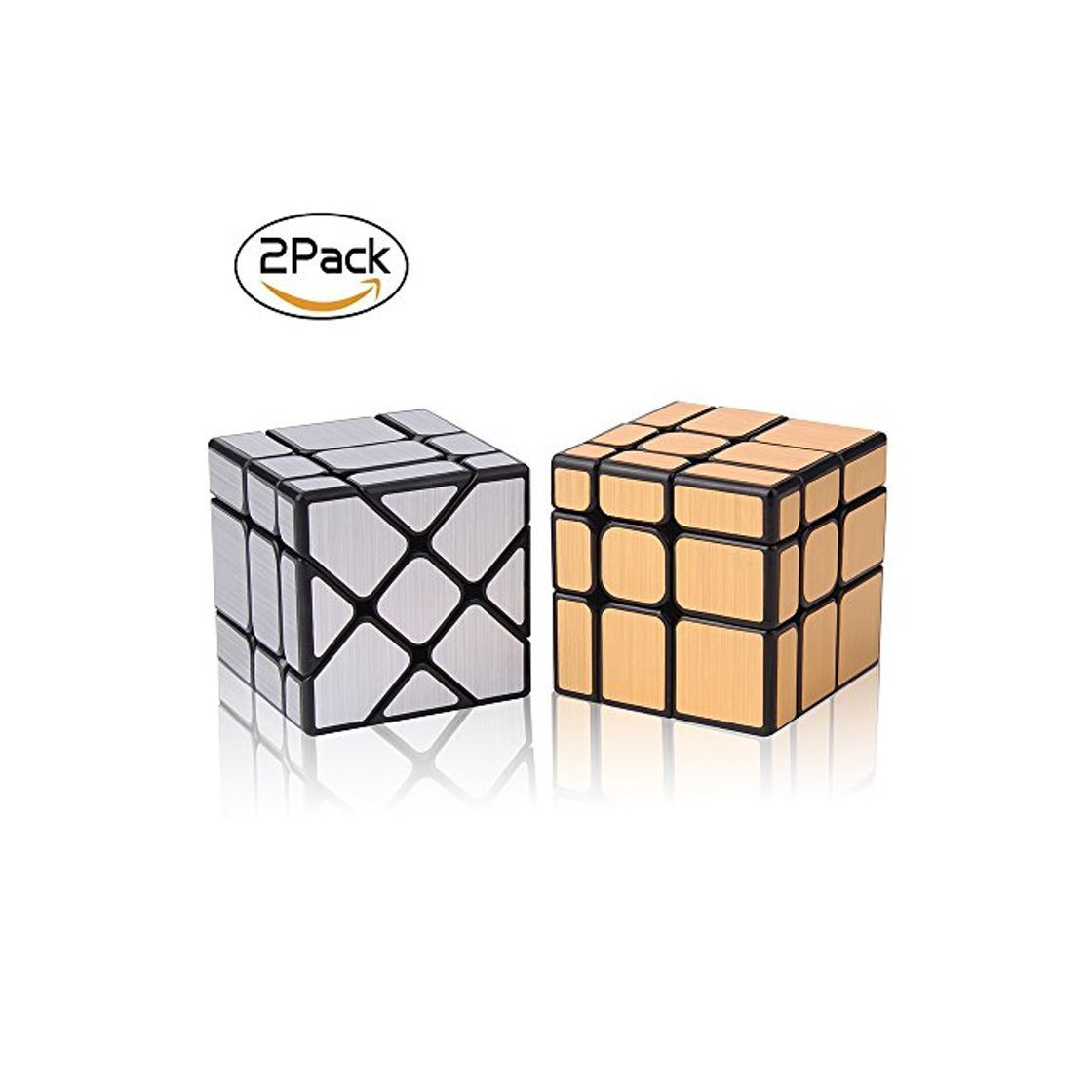 Product Roxenda Set Pack de 2 Espejo Dorado S Plata Espejo de Viento Irregular Speedcubing 3 x 3 x 3 Velocidad Cubo Twisty Box Puzzle