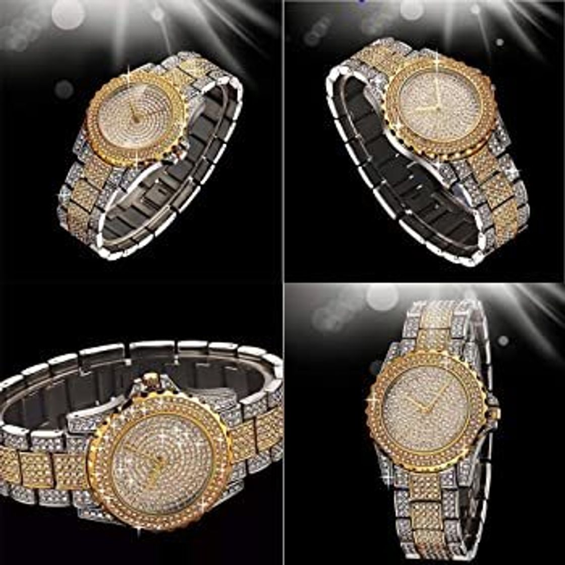 Moda ManChDa Reloj para Mujer Iced out Hip Hop Bling Bling Relojes de