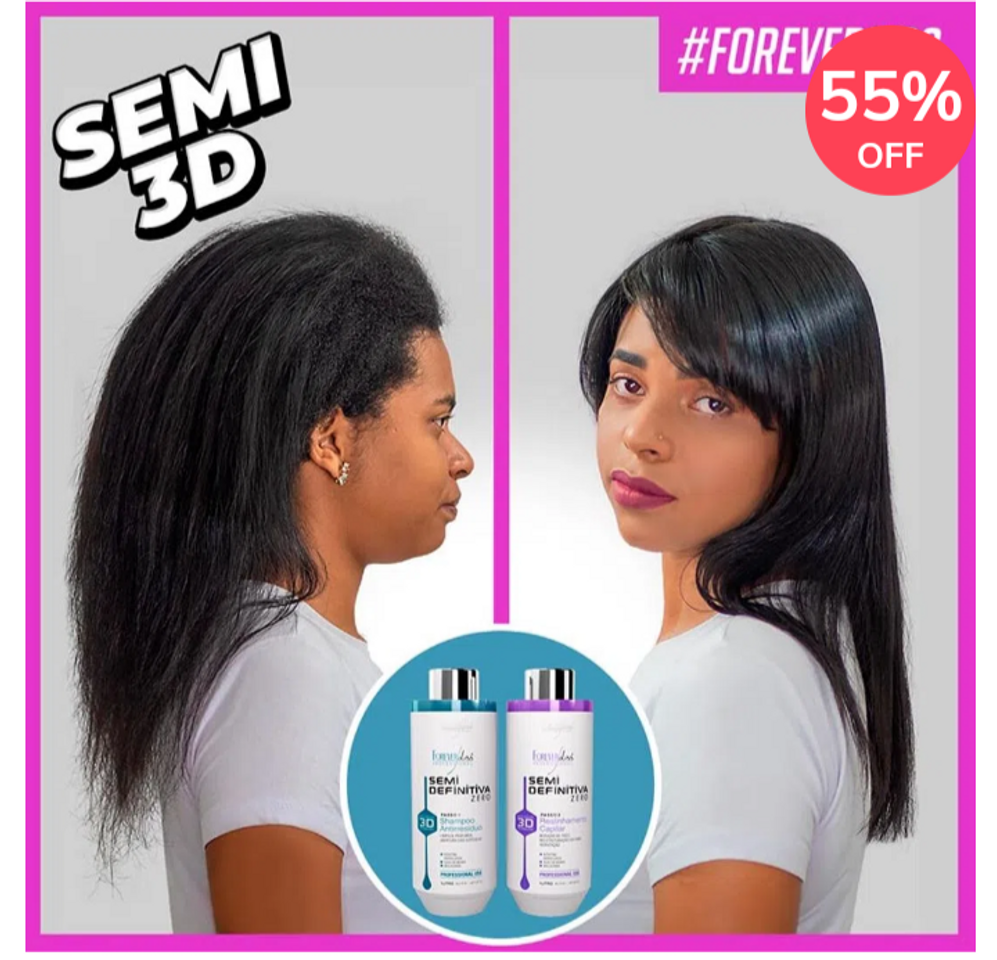 Social Kit Nova Escova Semidefinitiva Zero 2x1L com Blindagem Capilar Forever Liss