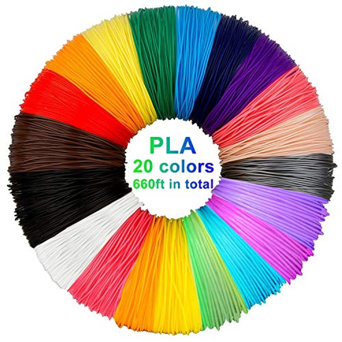 Producto 3D pluma filamento 20 colores 10m PLA Materiales de Impresión 3D para