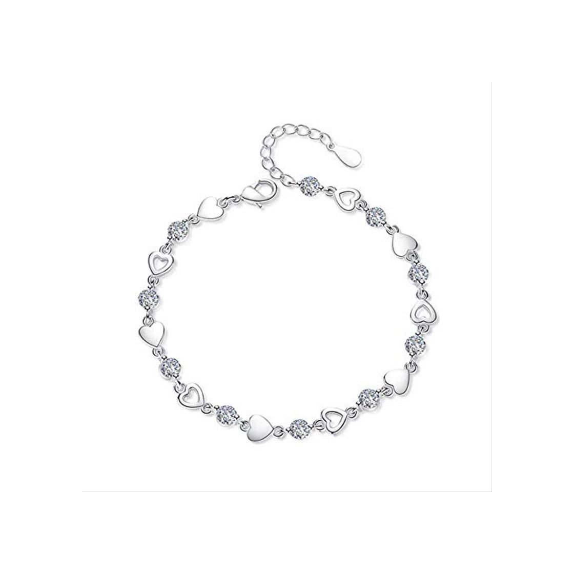 Social 925 Plata Esterlina Amor Corazón Zirconia Pulseras para Mujeres Joyas De Cristal Pulseira Feminina