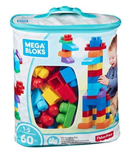 Mega Bloks Bolsa clásica con 60 bloques de construcción, juguete para bebé