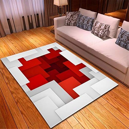 Jaapoo Alfombras Sala Moderno Grande Rojo Blanco Patrón Alfombra Antideslizante Durable Súper