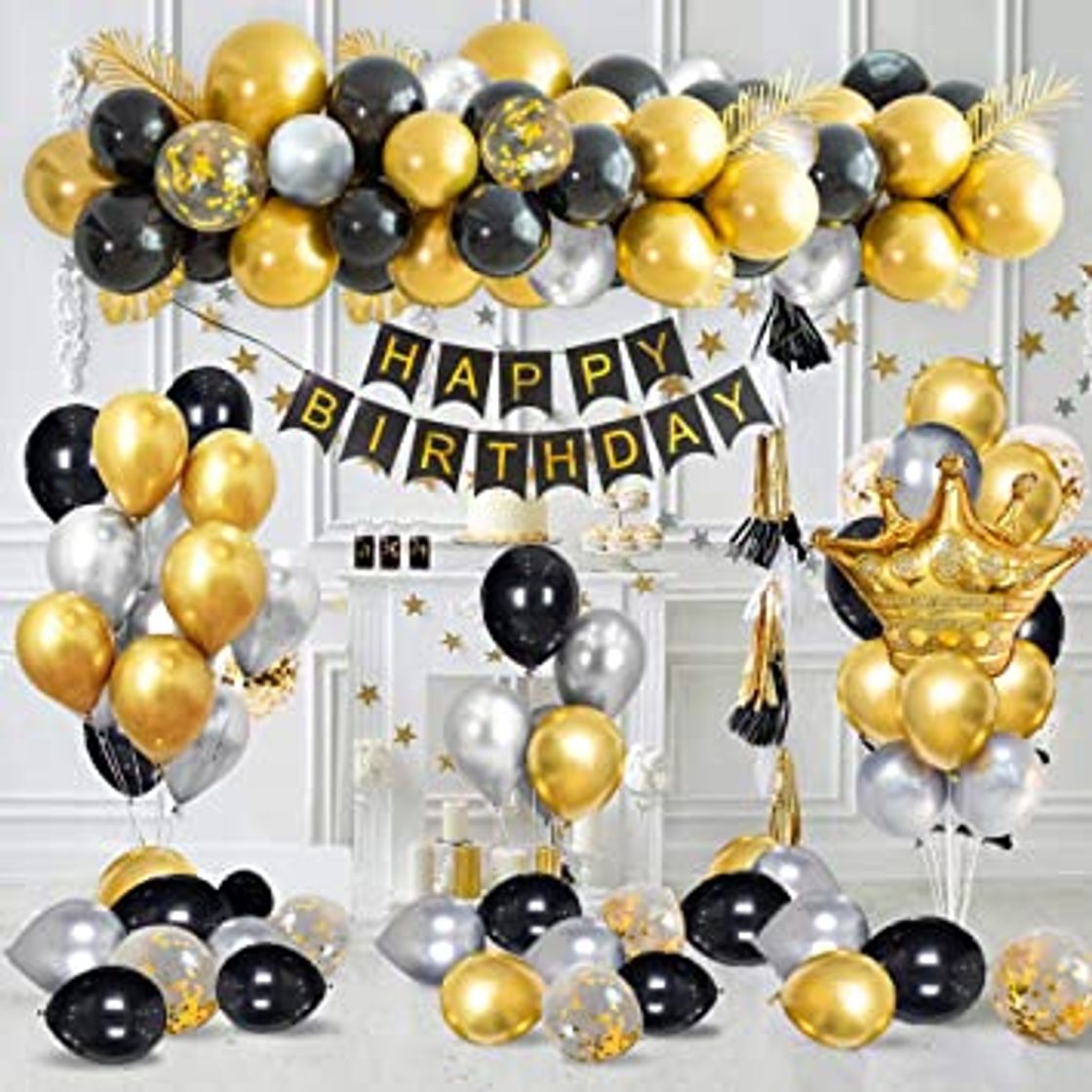 Products DAYPICKER 63 Pcs Decoración Fiesta Cumpleaños Negro Oro