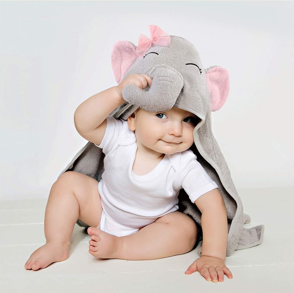 Moda Hudson Baby, Toalla con Capucha, Pretty Elephant , Unitalla
