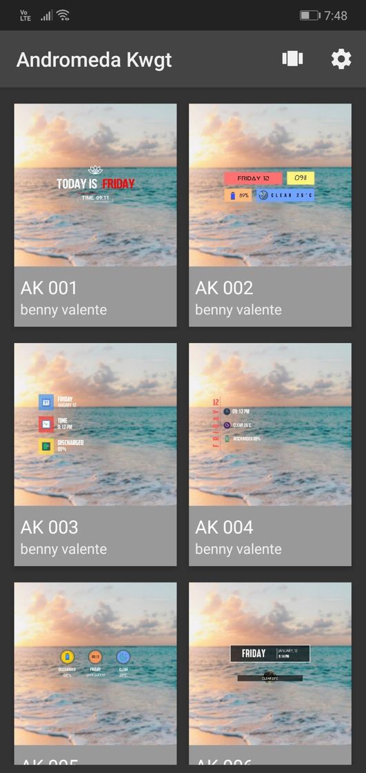 Aplicaciones ANDROMEDA kwgt