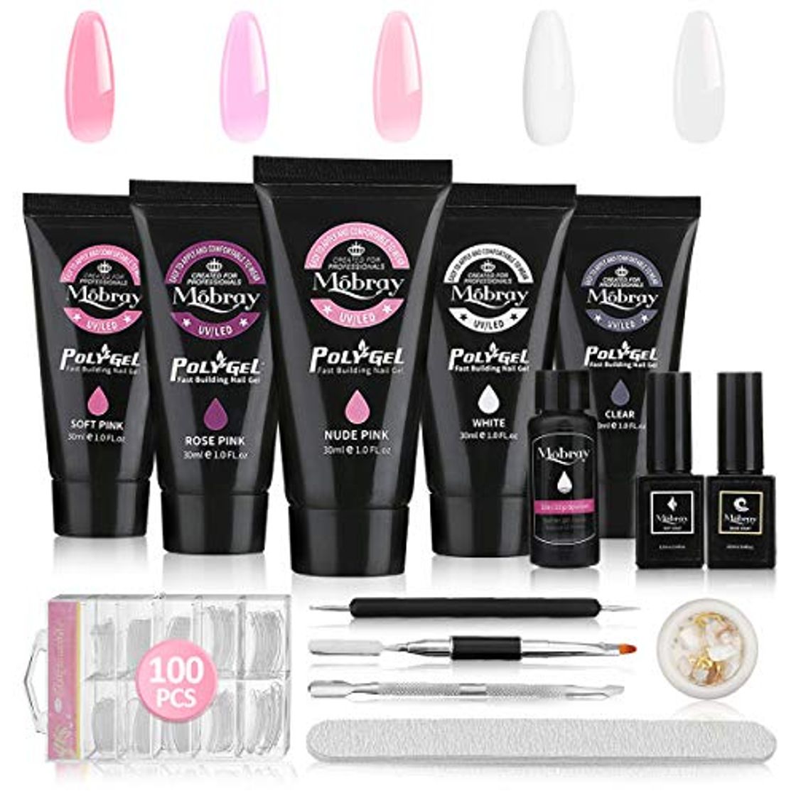 Social Kit Uñas de Gel-GLAMADOR Uñas de Gel Kit Completo- Práctico Conjunto de