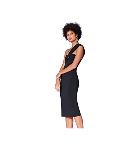 Marca Amazon - find. Vestido Midi Asimétrico Mujer, Negro