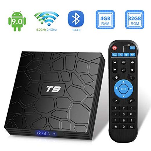 Android TV Box 9.0,2019 T9 Android Box 4GB RAM 32GB ROM RK3318
