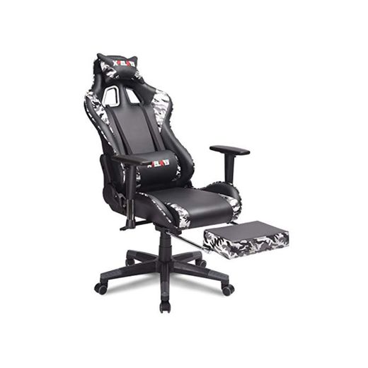 XPELKYS Silla Gaming Sillón Reclinable con Reposapiés Retráctil