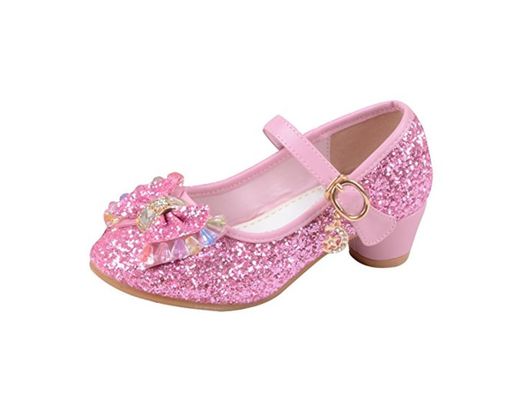 La Vogue Zapatos Zapatilla con Lentejuela Para Niña Princesa Fiesta Rosa 27/Longitud